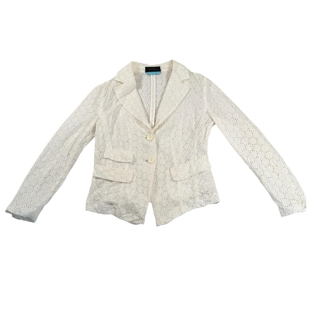 Oui Set Sheer Eyelet Lace Blazer Jacket Size 8 Academia Romantic Fairy Cottage - Picture 4 of 9